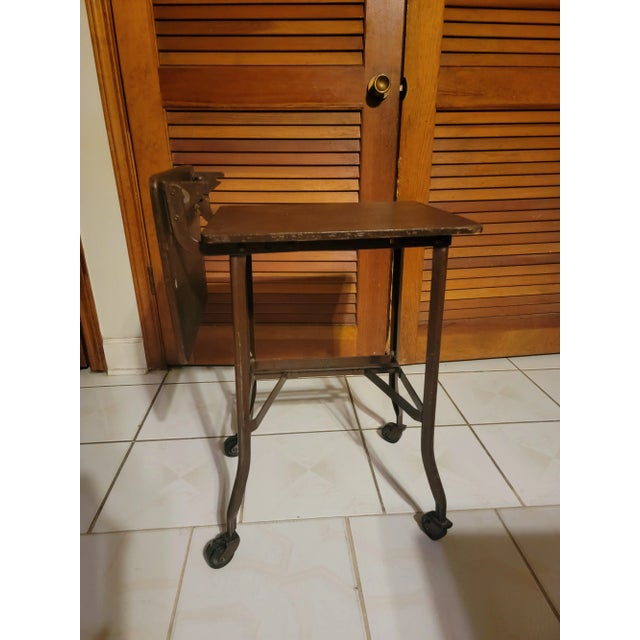 Wood Early 20th Century Antique Toledo Drop Leaf Typewriter Table For Sale - Image 7 of 12