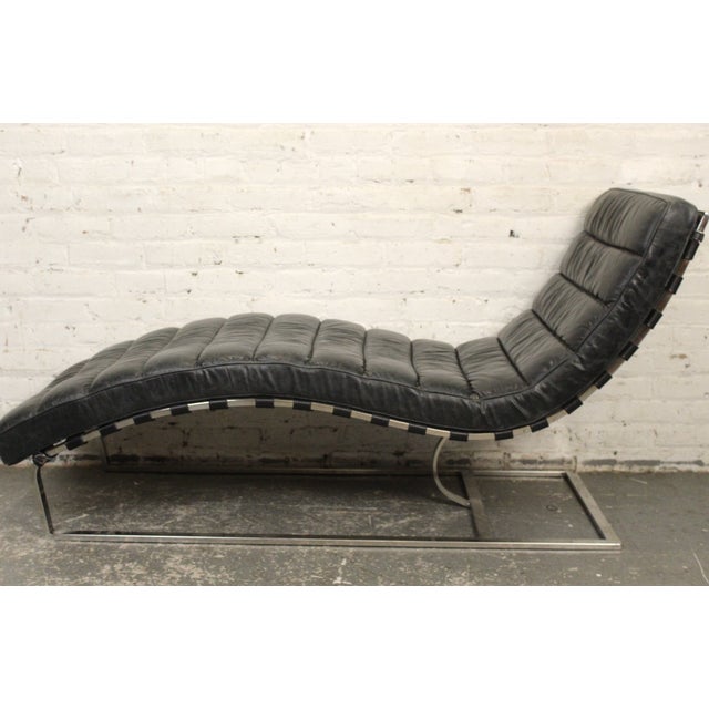 Black Leather Oviedo Chaise Lounge Chair by Restoration Hardware For Sale In New York - Image 6 of 11