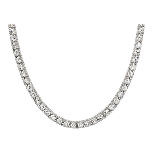 10k White Gold 46-5/8 CTTW Lab-Grown Diamond Men's Necklace, 22 In For Sale