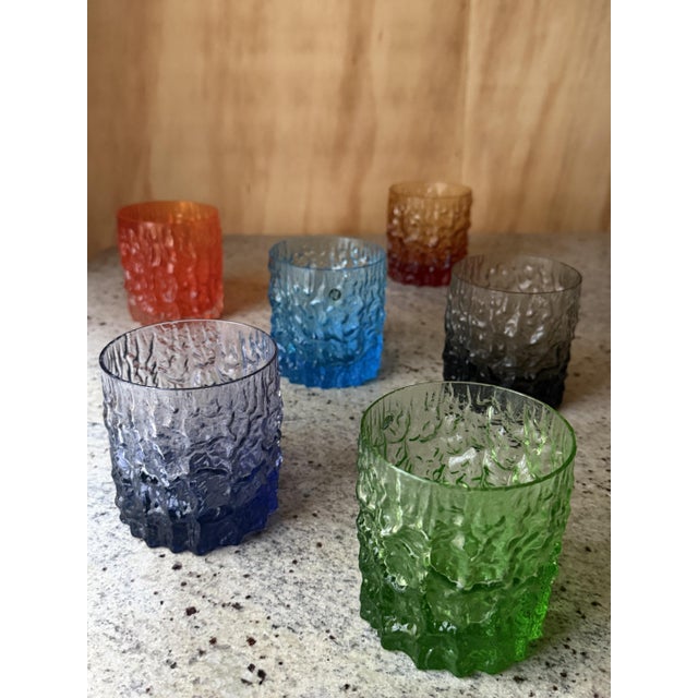 Italian Textured Bark Glasses in the style of Geoffrey Baxter, 1960s, Set of 6 For Sale - Image 17 of 18