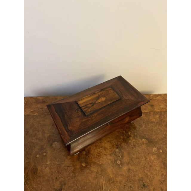 Wood Antique Victorian Rosewood Tea Caddy, 1850 For Sale - Image 7 of 10