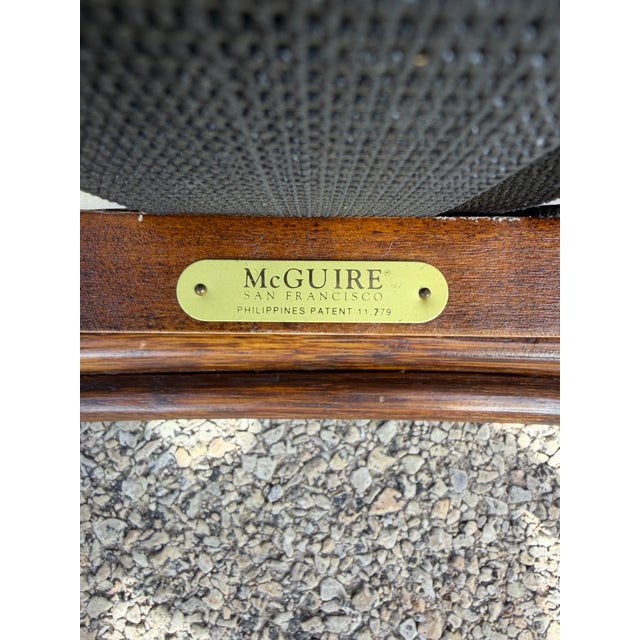 Wood Set of Four McGuire Rattan Caned Toboggan Dining Chairs For Sale - Image 7 of 7