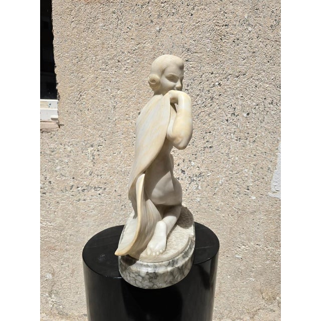 Art Deco Alabaster Dancer Sculpture, 1920 For Sale - Image 9 of 16