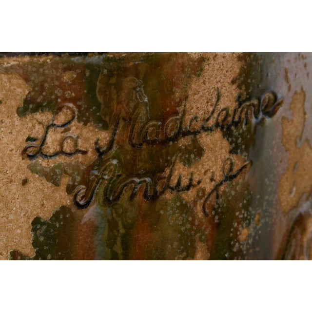 Antique French Glazed Terracotta Anduze Planters, Signed For Sale - Image 17 of 18