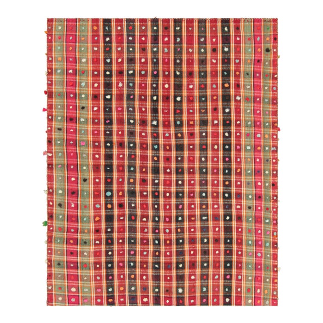 Vintage Jajim Qashqai Persian Kilim With Colorful Dots and Stripes - Rug & Kilim For Sale