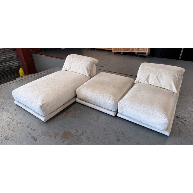 Montauk "Jill" Armless Chair in Light Cream Off-White Velvet For Sale In New York - Image 6 of 8