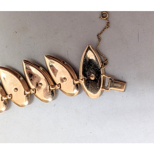 Metal Vintage 1950s Signed Napier Goldtone Pink Resin Bracelet For Sale - Image 7 of 8