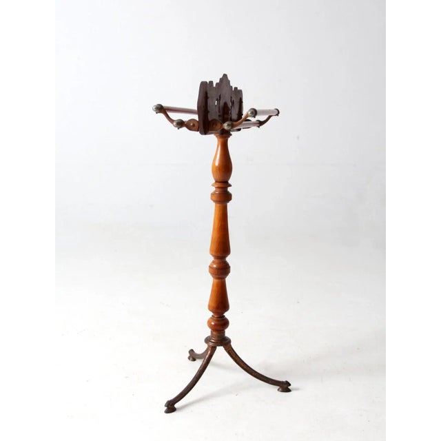 Early 20th Century Antique Turned Wood and Iron Towel Stand For Sale - Image 5 of 13