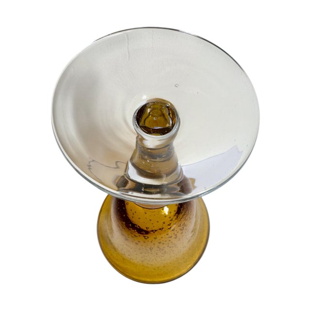 1960s Mid-Century Hand-Blown Amber Glass Goblets – Set of 8 For Sale - Image 12 of 14