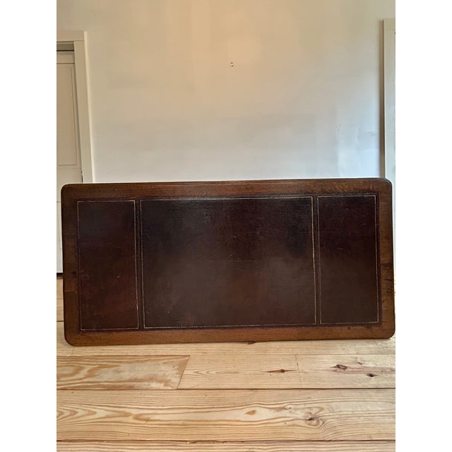 Antique English Library Desk With Leather Top For Sale - Image 14 of 16