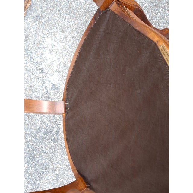 Late 20th Century Baker Provincial Style Caned Back Mahogany and Leather Upholstered Armchair For Sale - Image 10 of 10