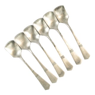 Art Deco Brass Ice Cream Spoons, 1950s, Set of 6 For Sale