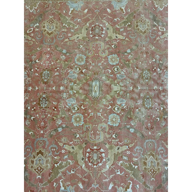 Persian Hand-Knotted Persian Tabriz Style Wool Area Rug Dusty Rose & Taupe Floral Rug For Sale - Image 3 of 8