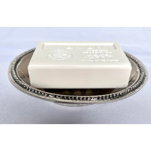 Vintage French Hotel Silver Oval Soap Dish For Sale - Image 12 of 15