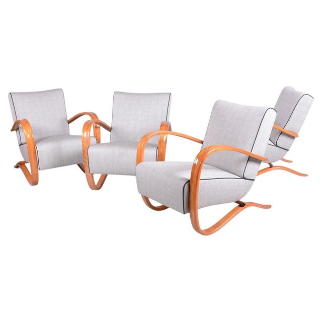 Czech Art Deco H-269 Lounge Chairs by J. Halabala for Up Závody, 1930s, Set of 4 For Sale - Image 14 of 14