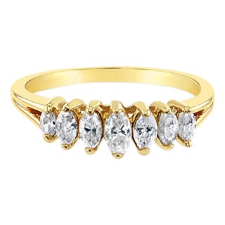 Half Carat Marquise Diamond Ring 14k Yellow Gold, Size 3 For Sale