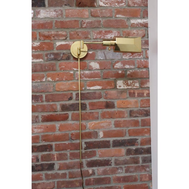 Vintage Polished Brass Swing Arm Wall Lamp With Swiveling Shade by Chapman For Sale - Image 12 of 18