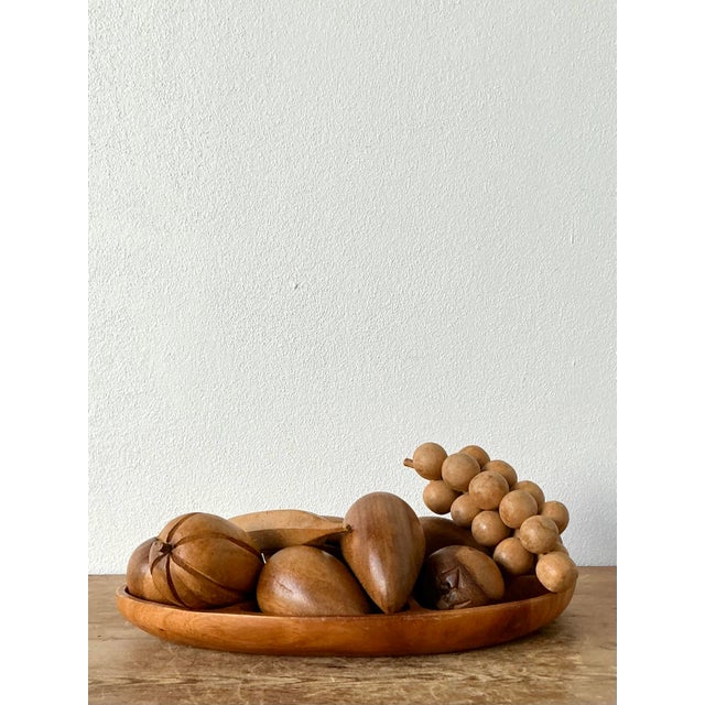 Vintage Boho Leilani Carved Wood Fruit Bowl For Sale - Image 4 of 12