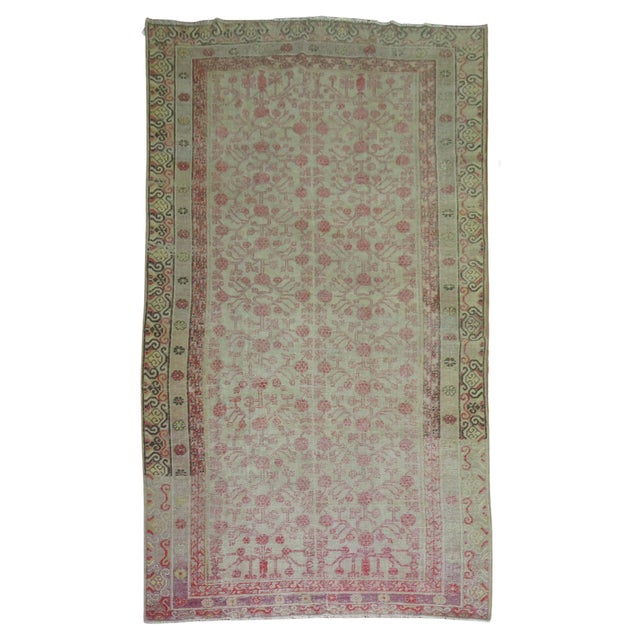 Green Antique Worn Khotan Rug - 6'4" x 13'2" For Sale - Image 8 of 18