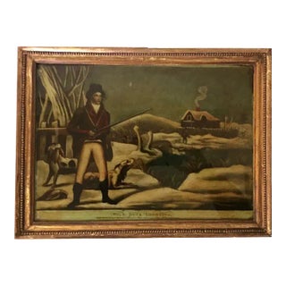 1803 "Wild Duck Shooting" George III Reverse Painting on Glass in Carved Wood Frame by P. Stampa For Sale
