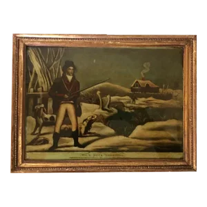 1803 "Wild Duck Shooting" George III Reverse Painting on Glass in Carved Wood Frame by P. Stampa
