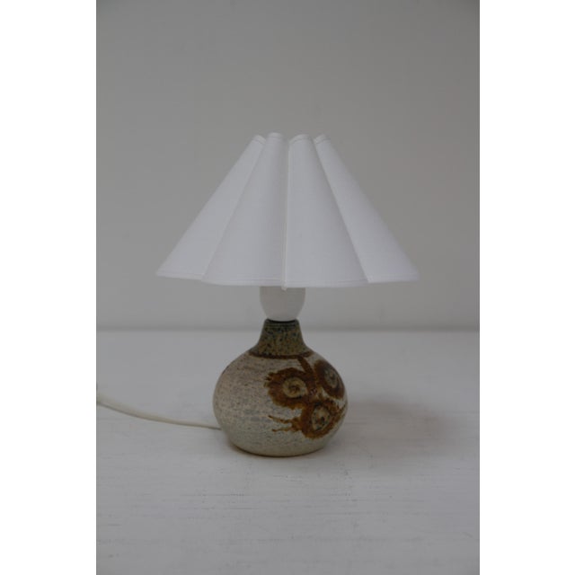 Small Danish Modern Brown Ceramic Table Lamp by Søholm, 1970s. Scandinavian Mid-Century Modern handmade Danish brown and...