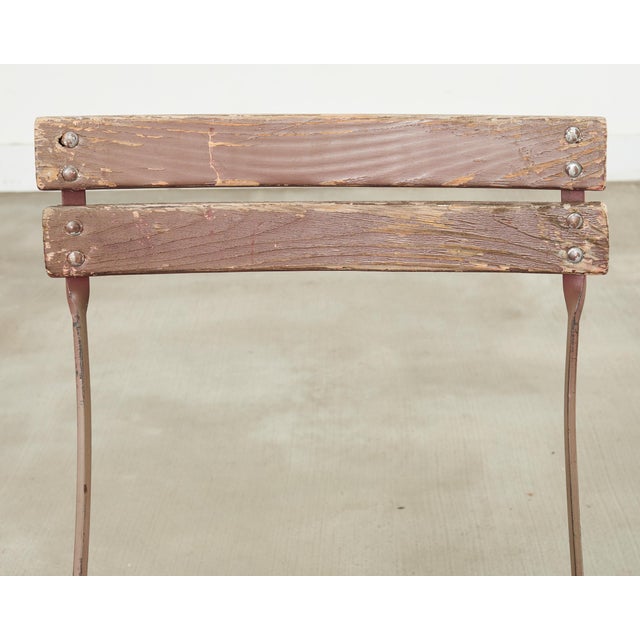Set of Ten French Folding Iron Bistro Dining Chairs For Sale - Image 11 of 18