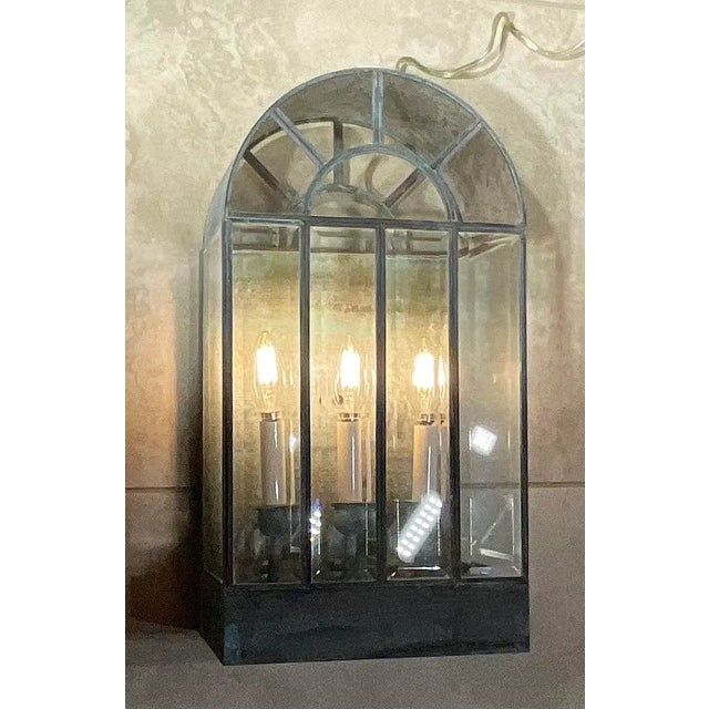 Metal Single Vintage Handcrafted Wall-Mounted Brass Lantern For Sale - Image 7 of 12