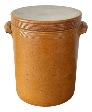 Large Antique French Stoneware Confit Pot with Lid, Early 20th Century