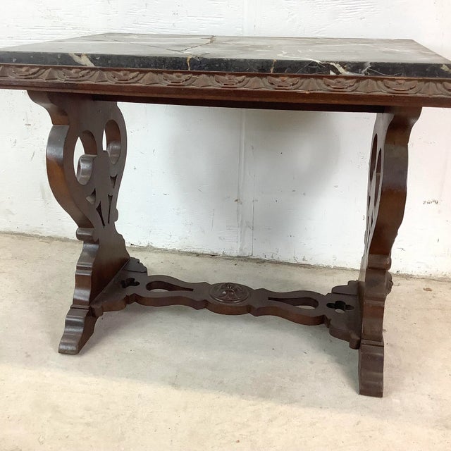 Renaissance Revival Marble Top Table With Carved Base For Sale - Image 12 of 12