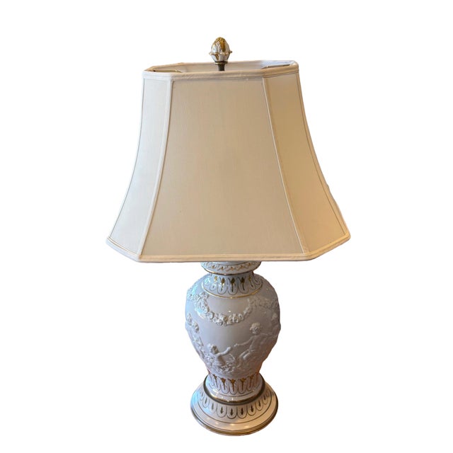Neoclassical Cherub Table Lamps - Pair For Sale - Image 4 of 6