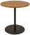 A simple round of expertly finished gold teak contrasts with, and perfectly complements, a round metal base in this...