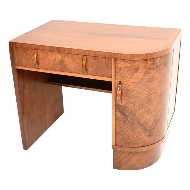 Art Deco Figured Walnut Desk, 1930s For Sale