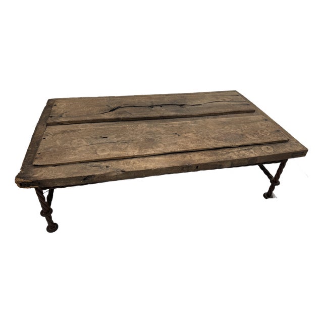 1980s Rustic One of a Kind Large Coffee Table For Sale