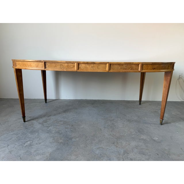 1970s Mid Century Modern Burl Wood Expandable Dining Table For Sale - Image 5 of 18
