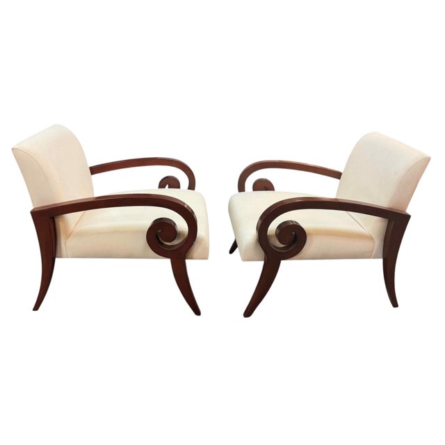 Art Deco Stanley Jay Friedman for Brueton Kensington Art Deco Lounge Chairs, a Pair For Sale - Image 3 of 18