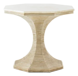 Bunny Williams Home Marble Top Hourglass Table, Silver
