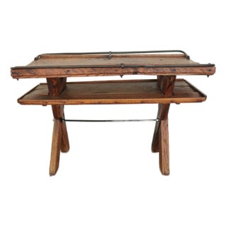 Vintage Reclaimed Wood Accent Table For Sale