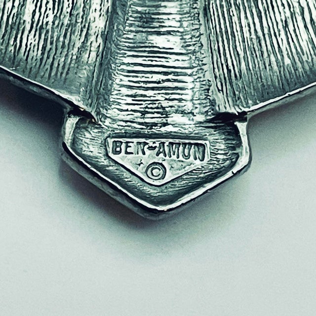 Vintage Ben-Amun Runway Silver Tone Sautoir Pendant Necklace C. 1980s For Sale - Image 6 of 7