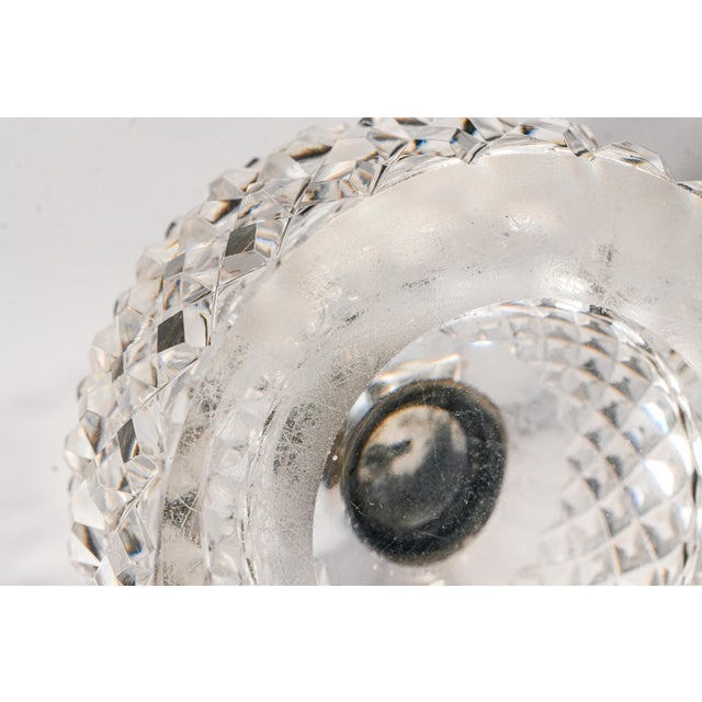 Nice Large Mappin & Webb Antique Sterling Silver Cut Crystal Hobnail Inkwell English Edwardian Desk Home Decor For Sale - Image 16 of 16