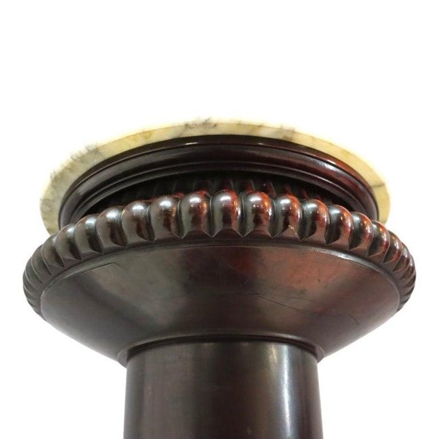 Brown Victorian Classical Melon Ribbed Mahogany Marble Top Sculpture Pedestal C1900 For Sale - Image 8 of 9
