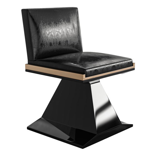 "Amendola" Chair With Stainless Steel and Bronze Details For Sale - Image 4 of 8