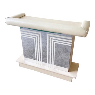 Art Deco Cream & Mirrored Dry Bar For Sale