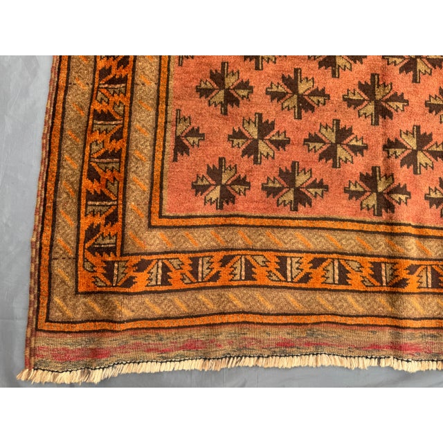 5x8 Vintage Afghan Hand-Knotted Medallion Rug, Soft Wool Pile, Geometric Tribal Rug For Sale - Image 11 of 11