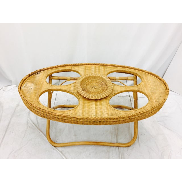 Vintage Woven Wicker & Rattan Tray Table Chairish