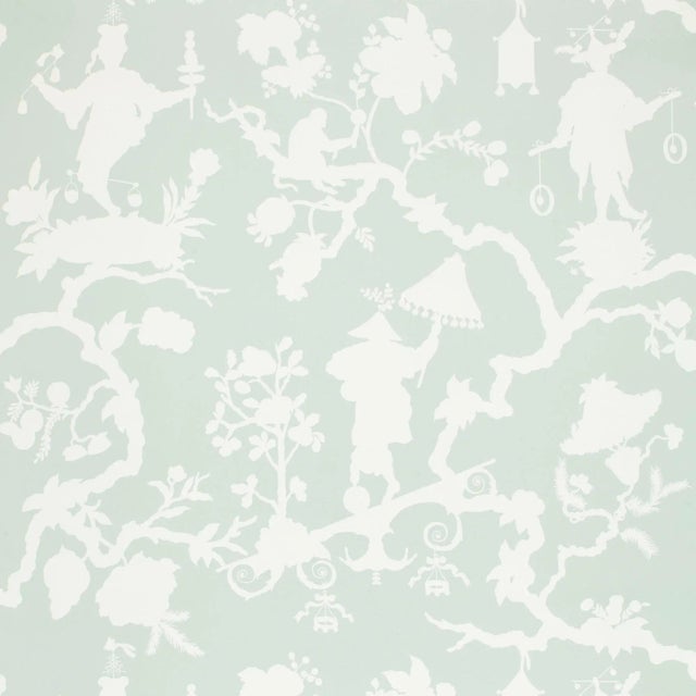 Classic chinoiserie motifs rethought as a modern silhouette pattern, this design brings whimsy and a fresh, graphic look...