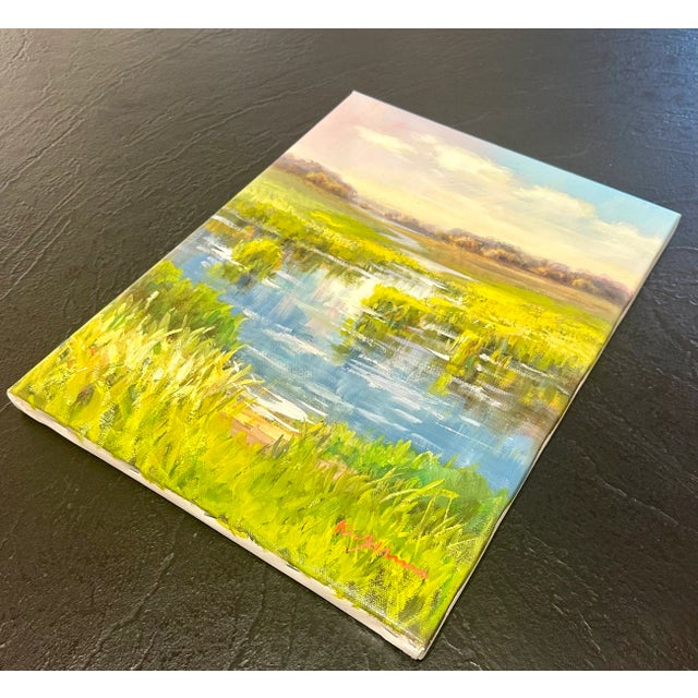 Contemporary Marsh Coastal Landscape Oil Painting on Canvas by K. Hanna – 12" X 16" For Sale - Image 3 of 6
