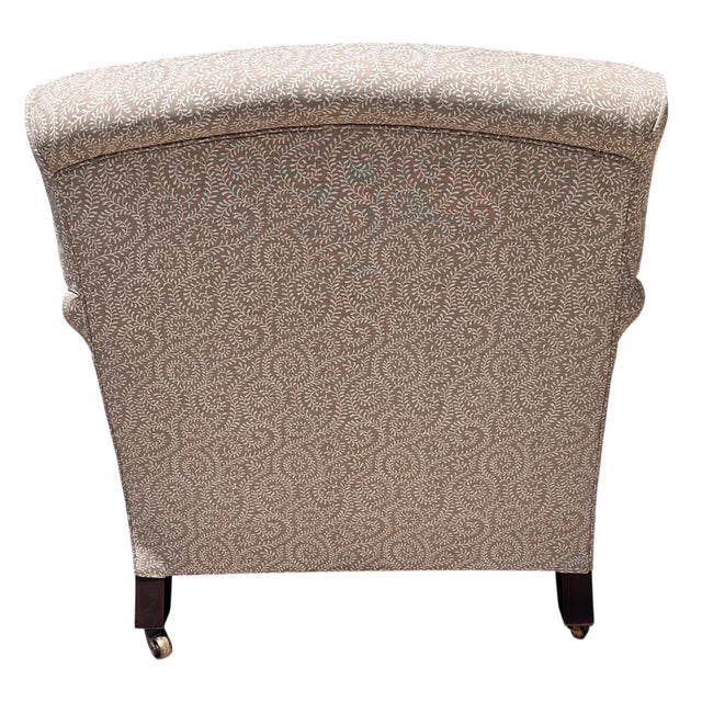 2010s George Smith Beige Linen Upholstered Roll Arm Club Chair - 1 of 2 For Sale - Image 5 of 5