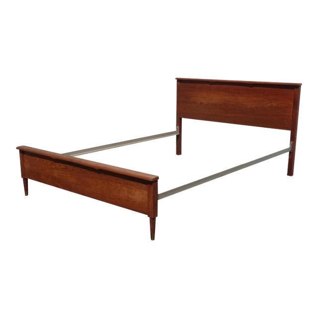 Vintage Mid Century Modern Brown Full Bed Frame Headboard & Footboard Chairish