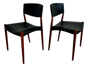Ejner Larsen & Aksel Bender Madsen Teak Side Dining Chairs for Willy Beck, 1950